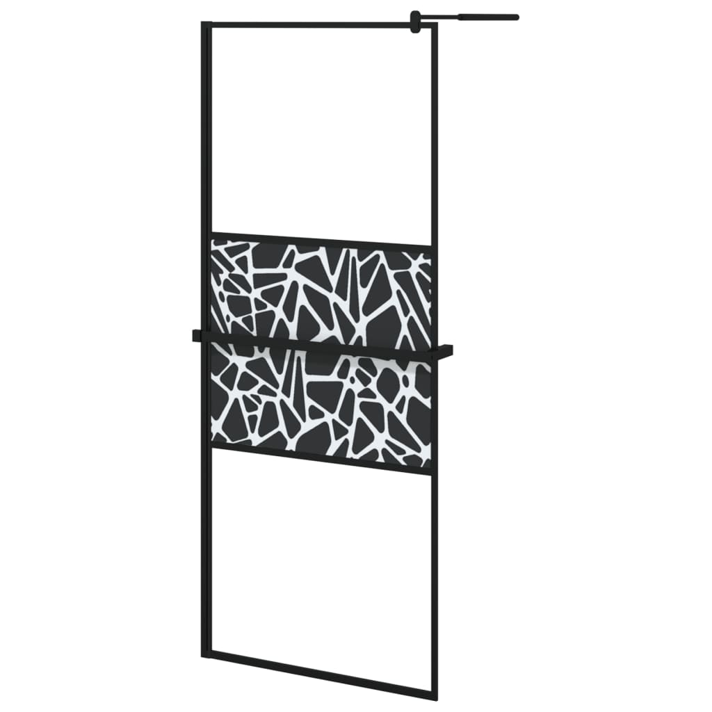 vidaXL Paroi de douche avec étagère Noir 80x195 cm Verre ESG&Aluminium