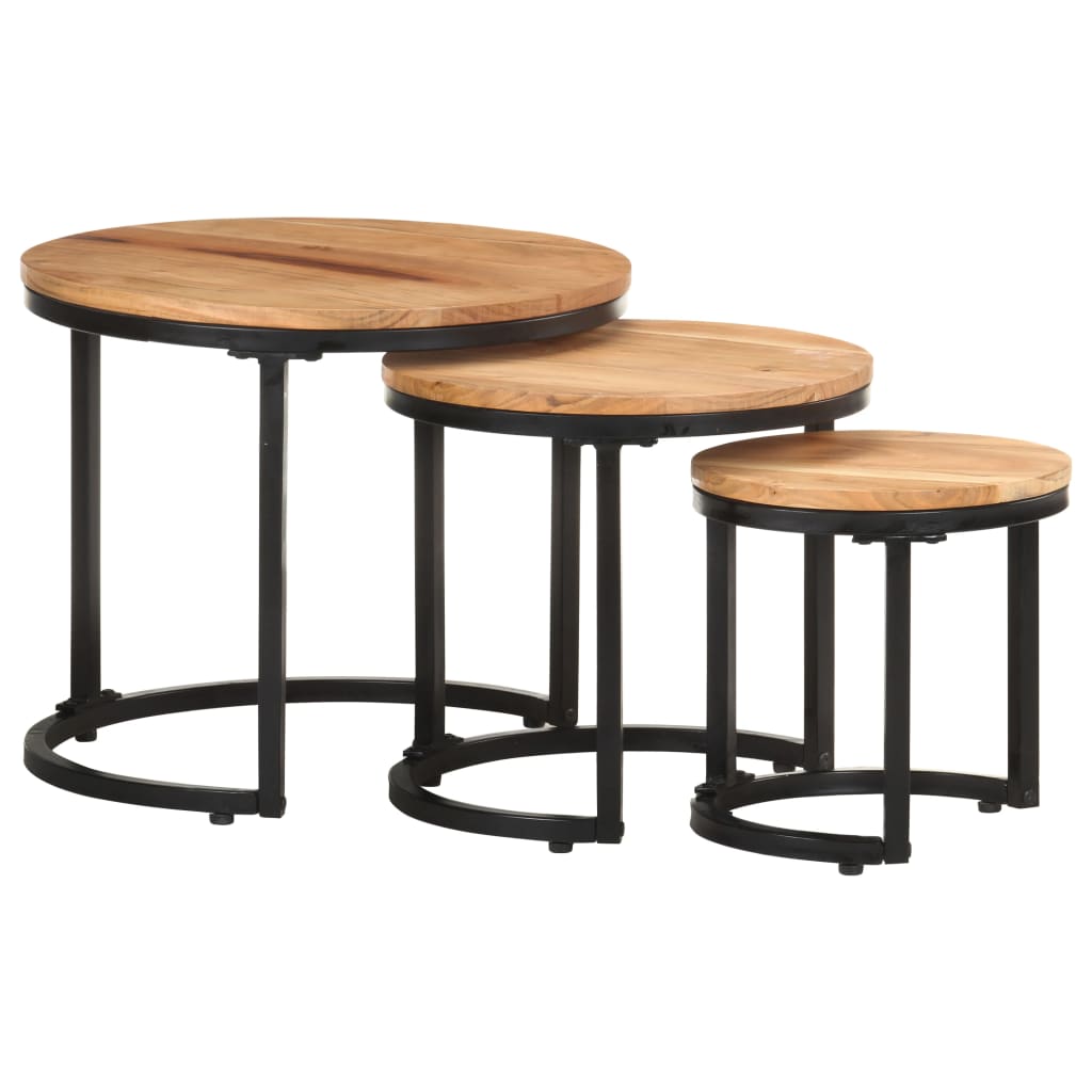 vidaXL Tables d'appoint 3 pcs Bois d'acacia solide