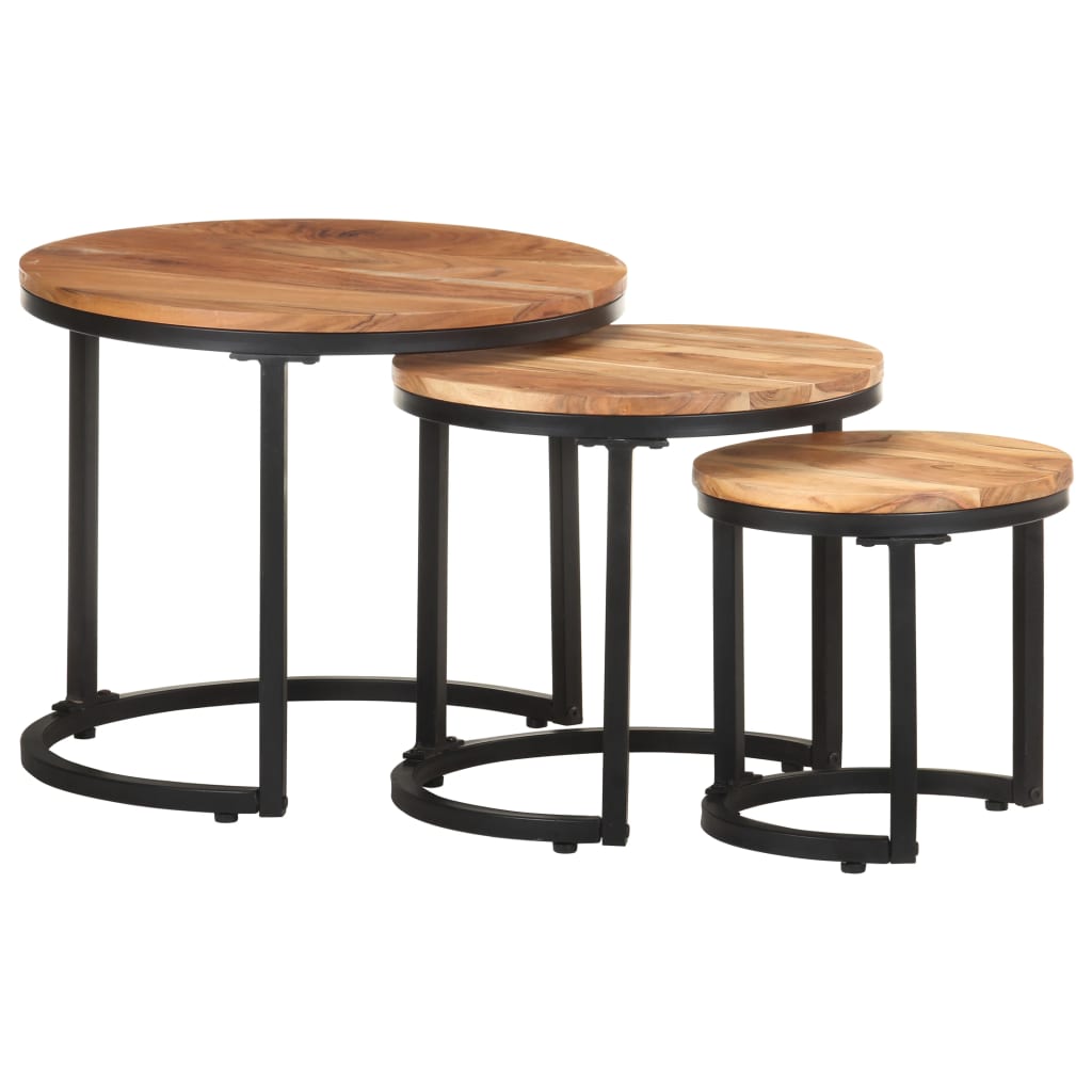 vidaXL Tables d'appoint 3 pcs Bois d'acacia solide