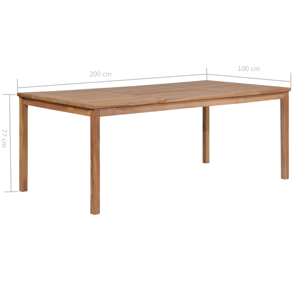 vidaXL Table de jardin 200x100x77 cm Bois de teck solide