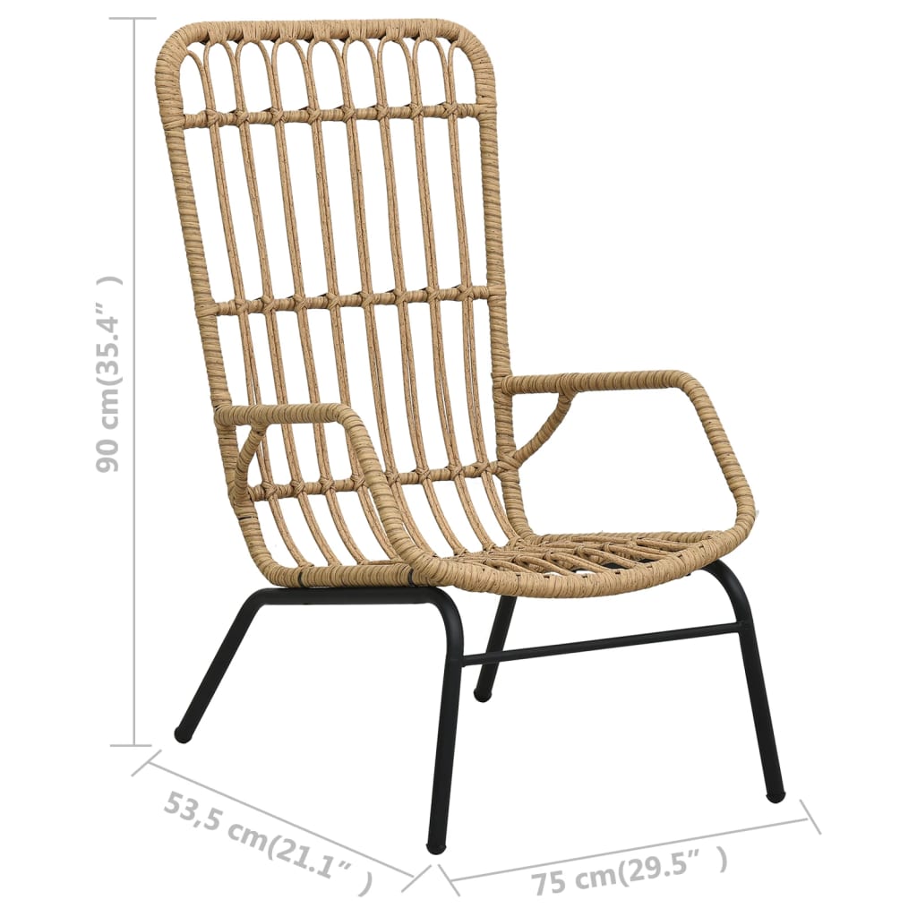 vidaXL Chaise de jardin Résine tressée Marron clair