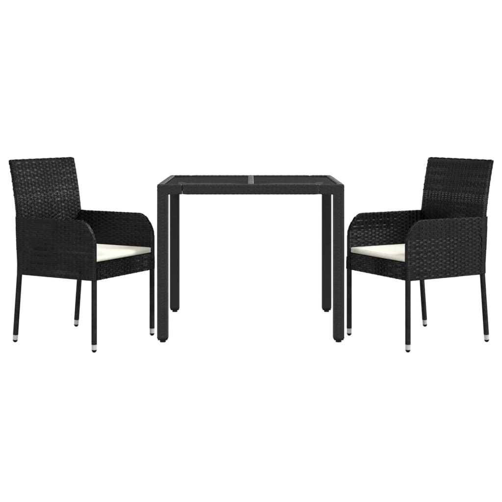 vidaXL Ensemble à manger de jardin avec coussins 3 pcs Noir