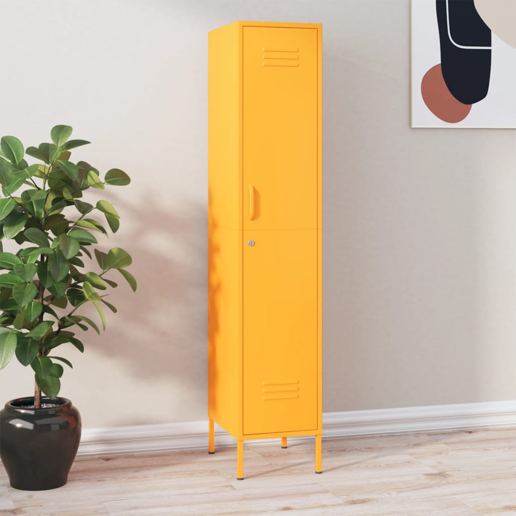 vidaXL Armoire à casiers Jaune moutarde 35x46x180 cm Acier