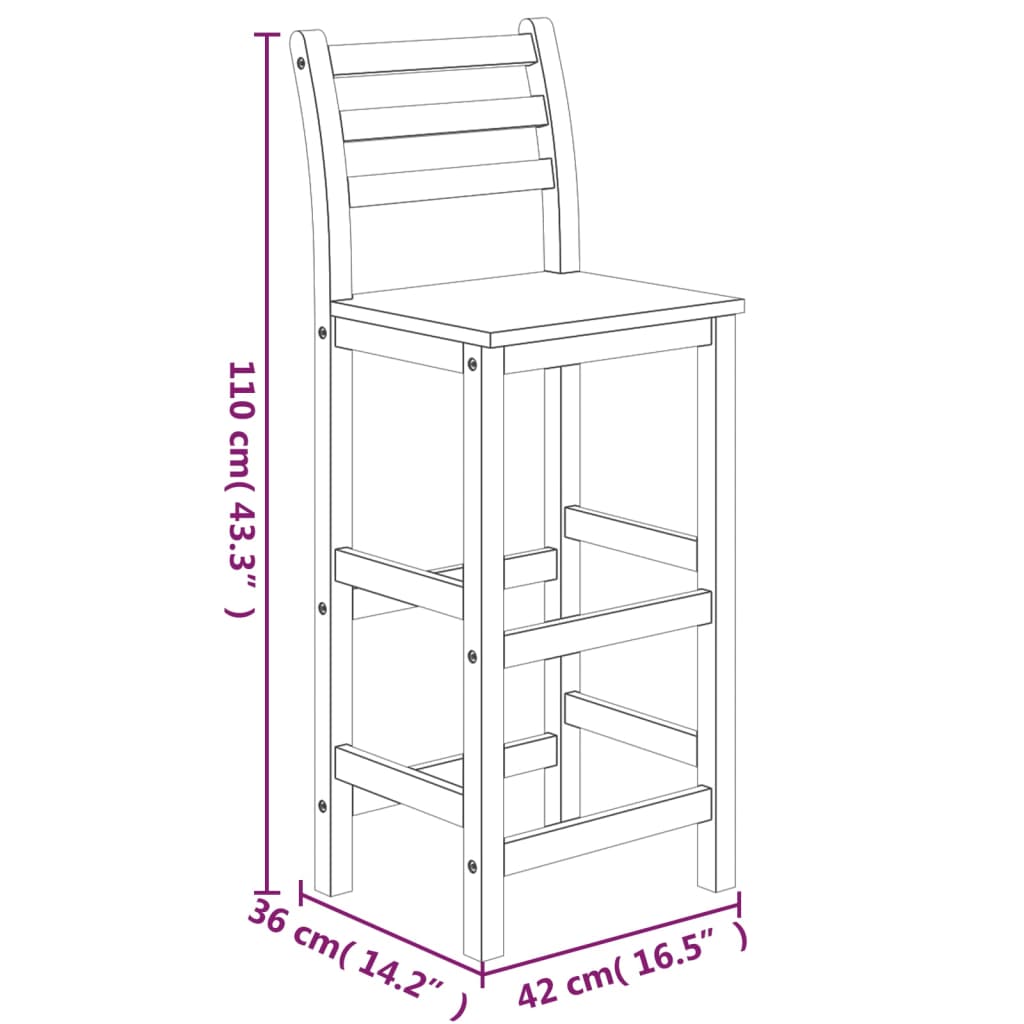 vidaXL Ensemble de bar de jardin 7 pcs bois d'acacia solide