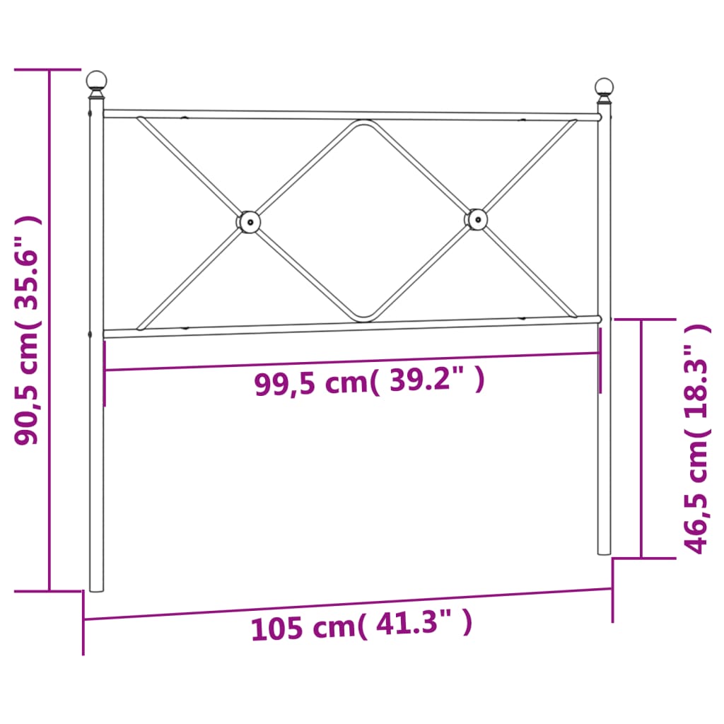 vidaXL Tête de lit métal blanc 100 cm