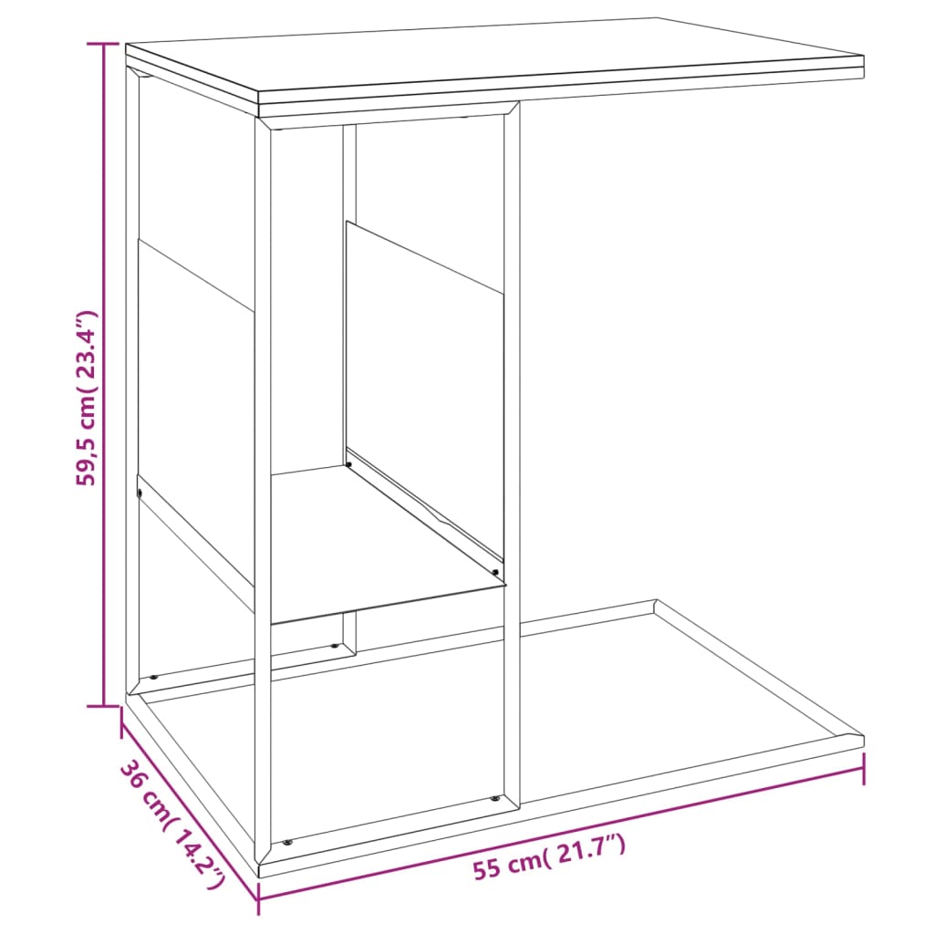 vidaXL Table d'appoint Noir 55x36x59,5 cm Bois d'ingénierie