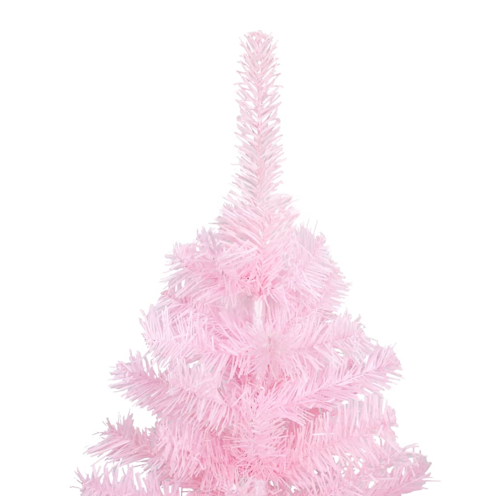 vidaXL Arbre de Noël artificiel pré-éclairé et boules rose 150 cm PVC