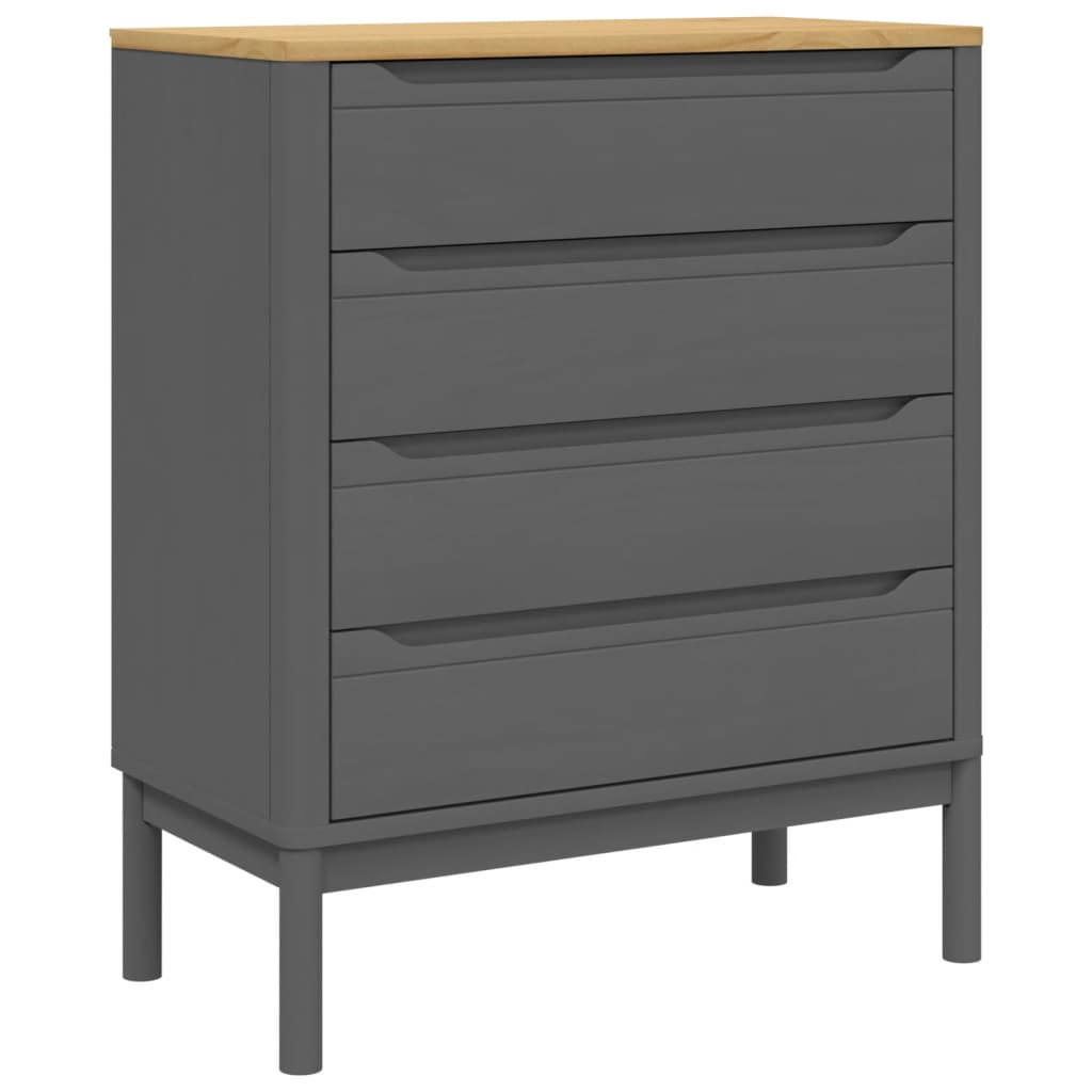 vidaXL Commode FLORO gris bois de pin massif