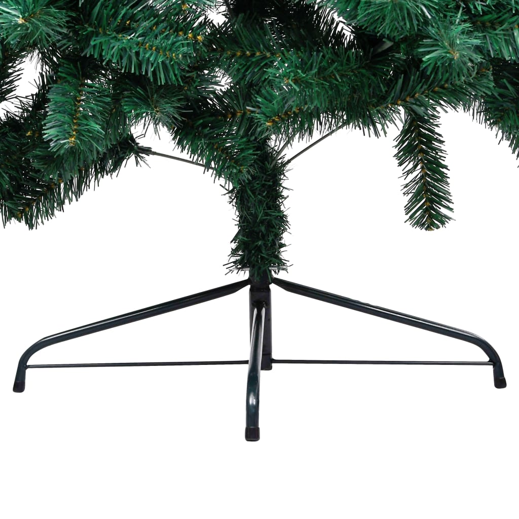 vidaXL Demi-arbre de Noël artificiel pré-éclairé et boules vert 120 cm