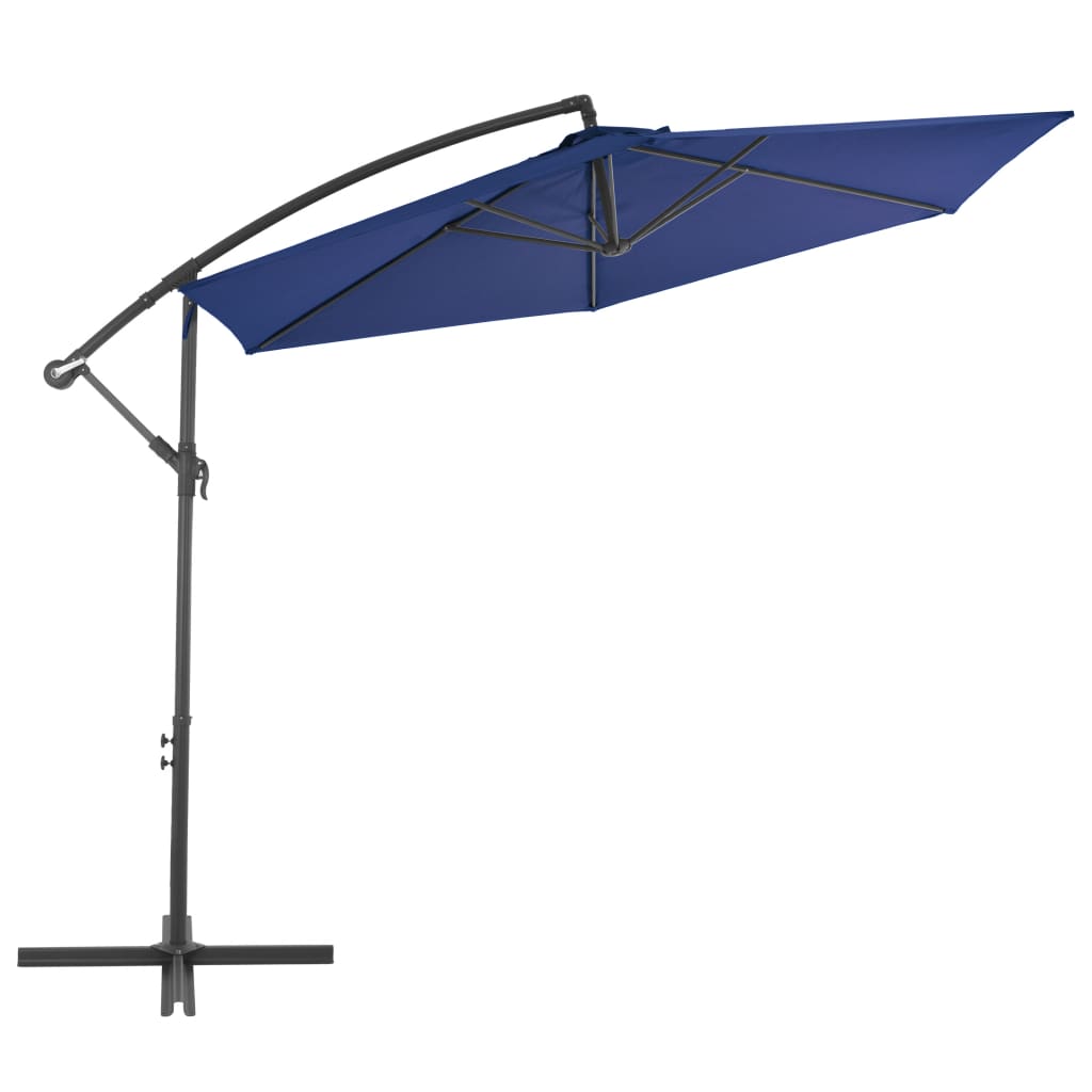 vidaXL Parasol de jardin en porte-à-faux avec mât en aluminium bleu