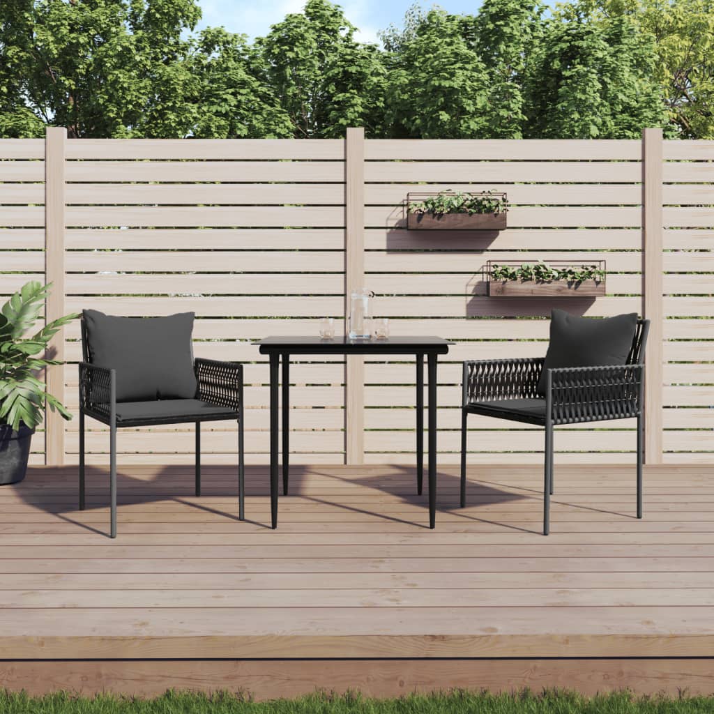 vidaXL Chaises de jardin avec coussins lot de 2 noir 54x61x83 cm rotin