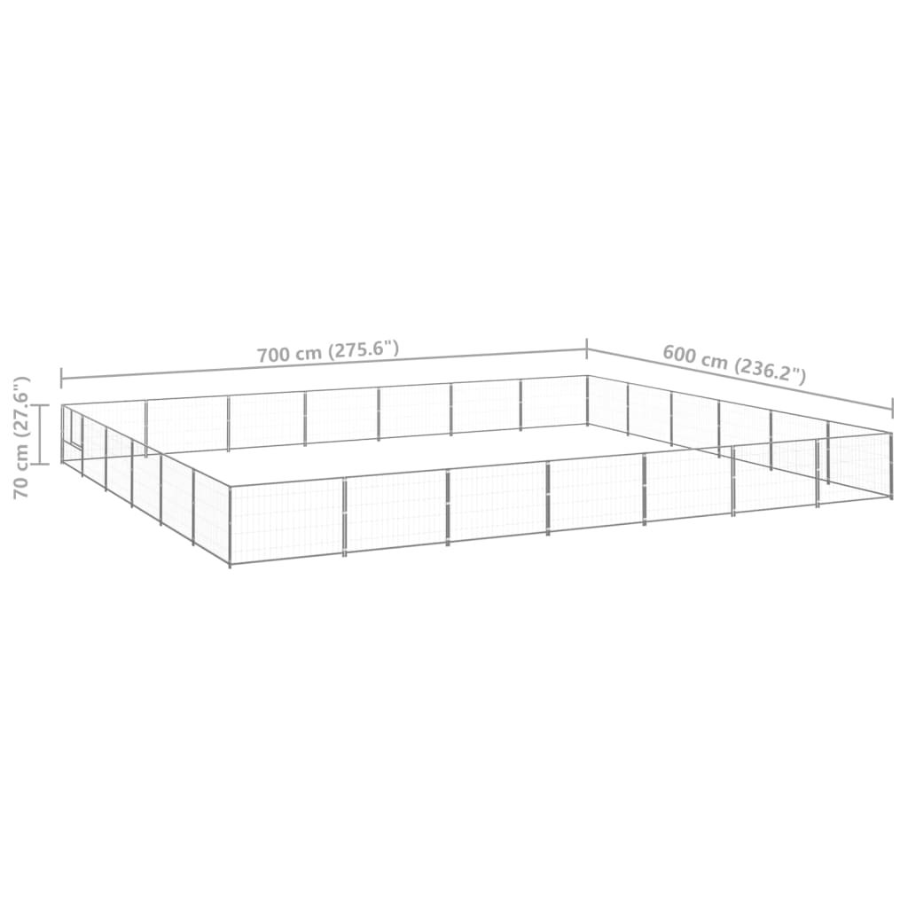 vidaXL Chenil Argenté 42 m² Acier