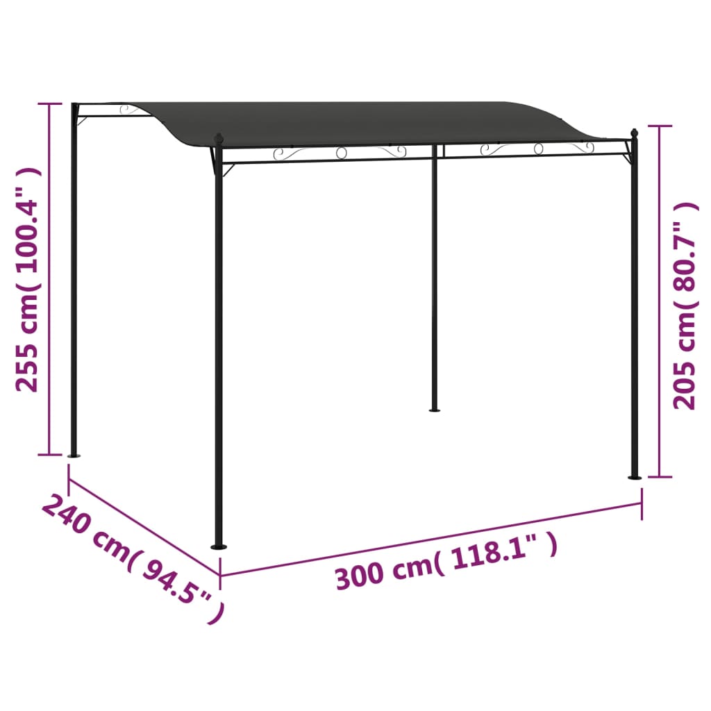 vidaXL Auvent de parasol 3 x 2,4 m Anthracite