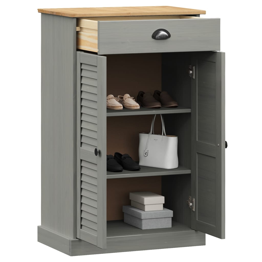 vidaXL Armoire à chaussures VIGO gris 60x35x96 cm bois massif de pin