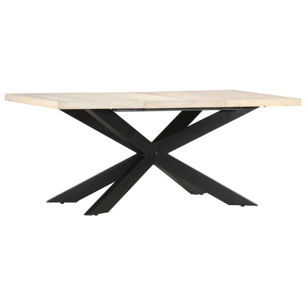 vidaXL Table à dîner 180x90x76 cm Bois de manguier massif blanchi