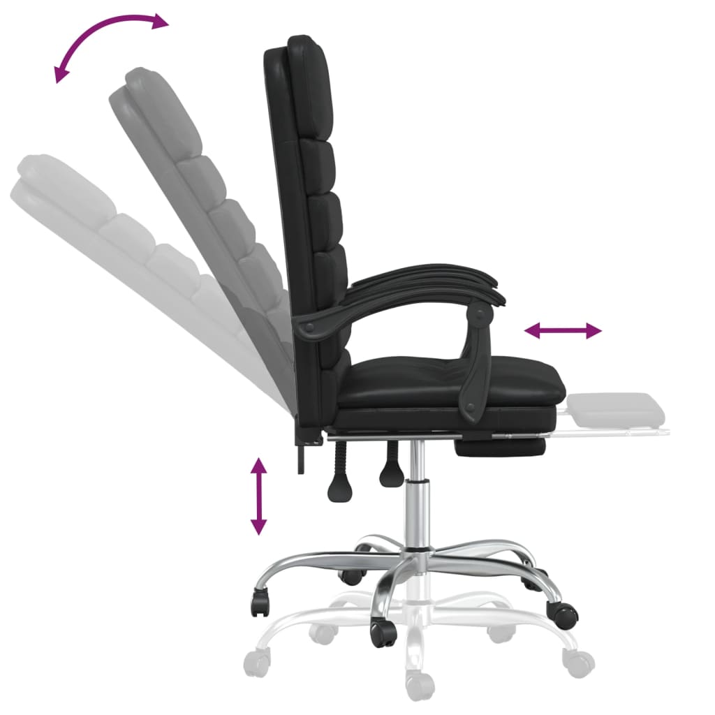 vidaXL Fauteuil de massage inclinable de bureau noir similicuir