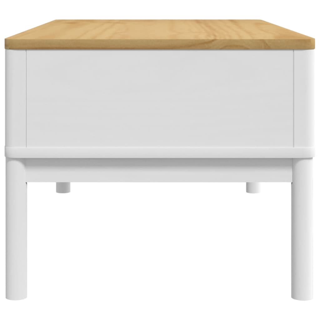 vidaXL Table basse FLORO blanc 99x55,5x45 cm bois massif de pin