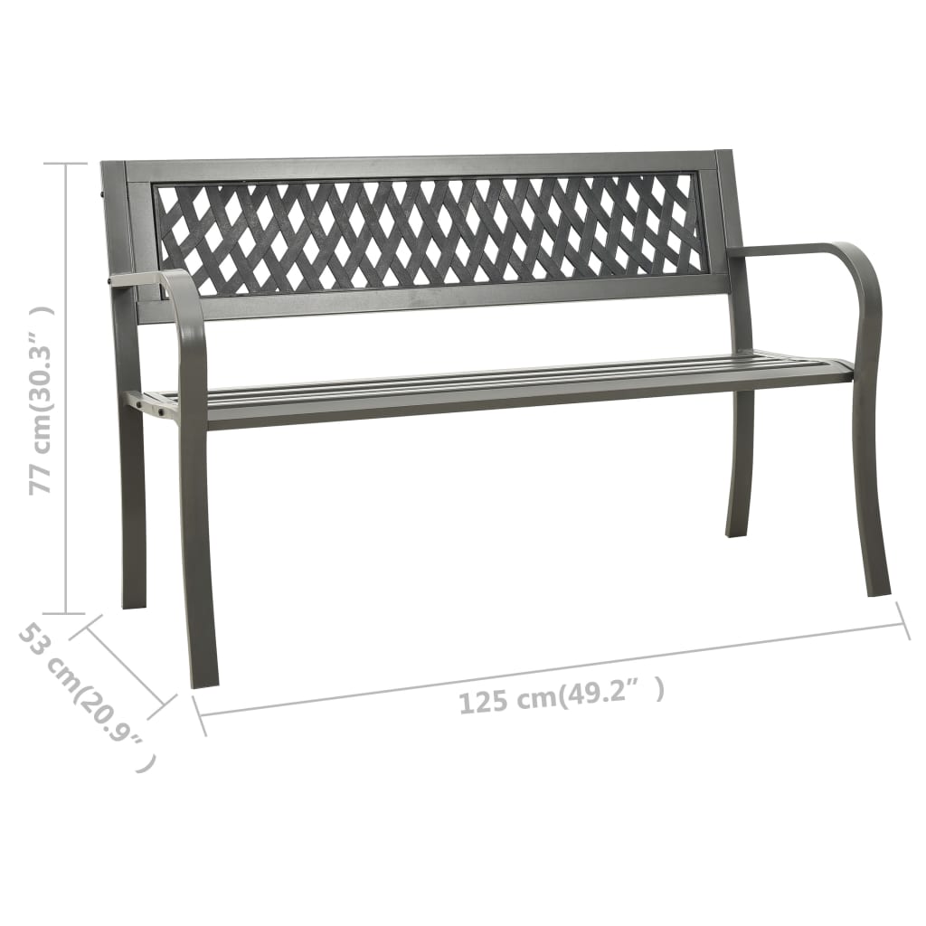 vidaXL Banc de jardin 125 cm acier gris