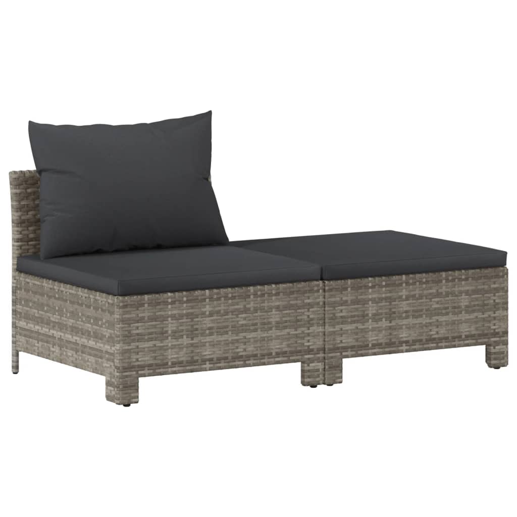 vidaXL Salon de jardin 7 pcs avec coussins Gris Résine tressée