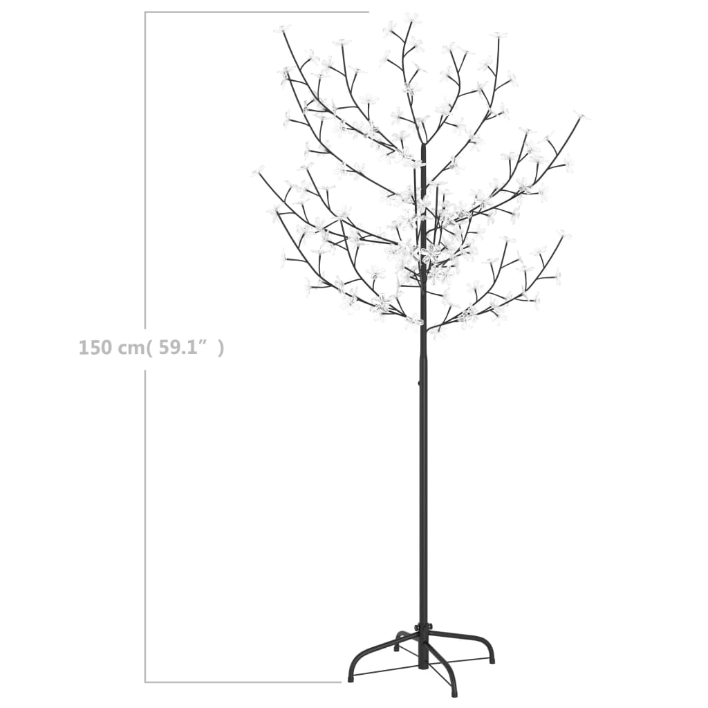 vidaXL Sapin de Noël 120 LED blanches chaudes cerisier en fleurs 150cm