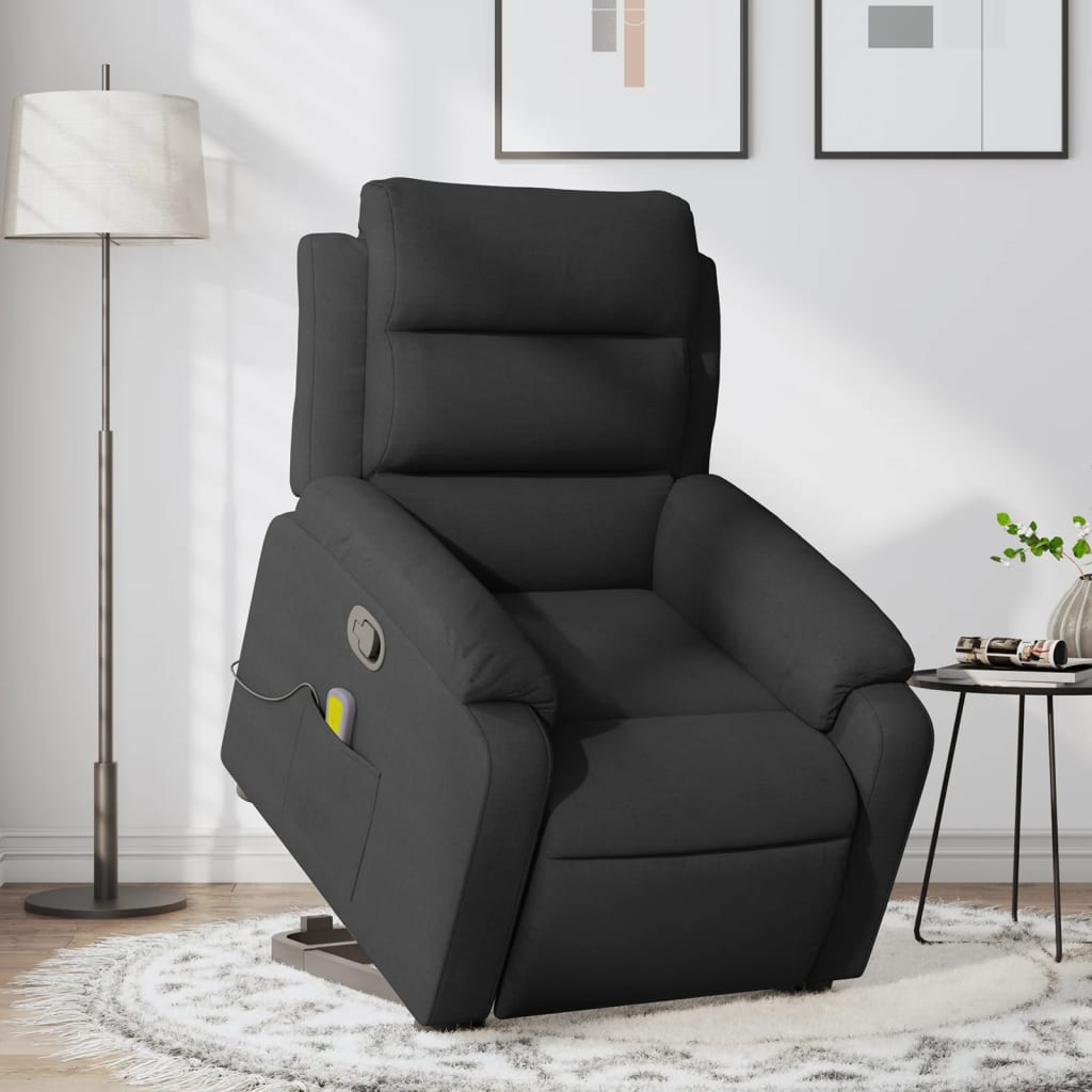 vidaXL Fauteuil inclinable de massage noir tissu