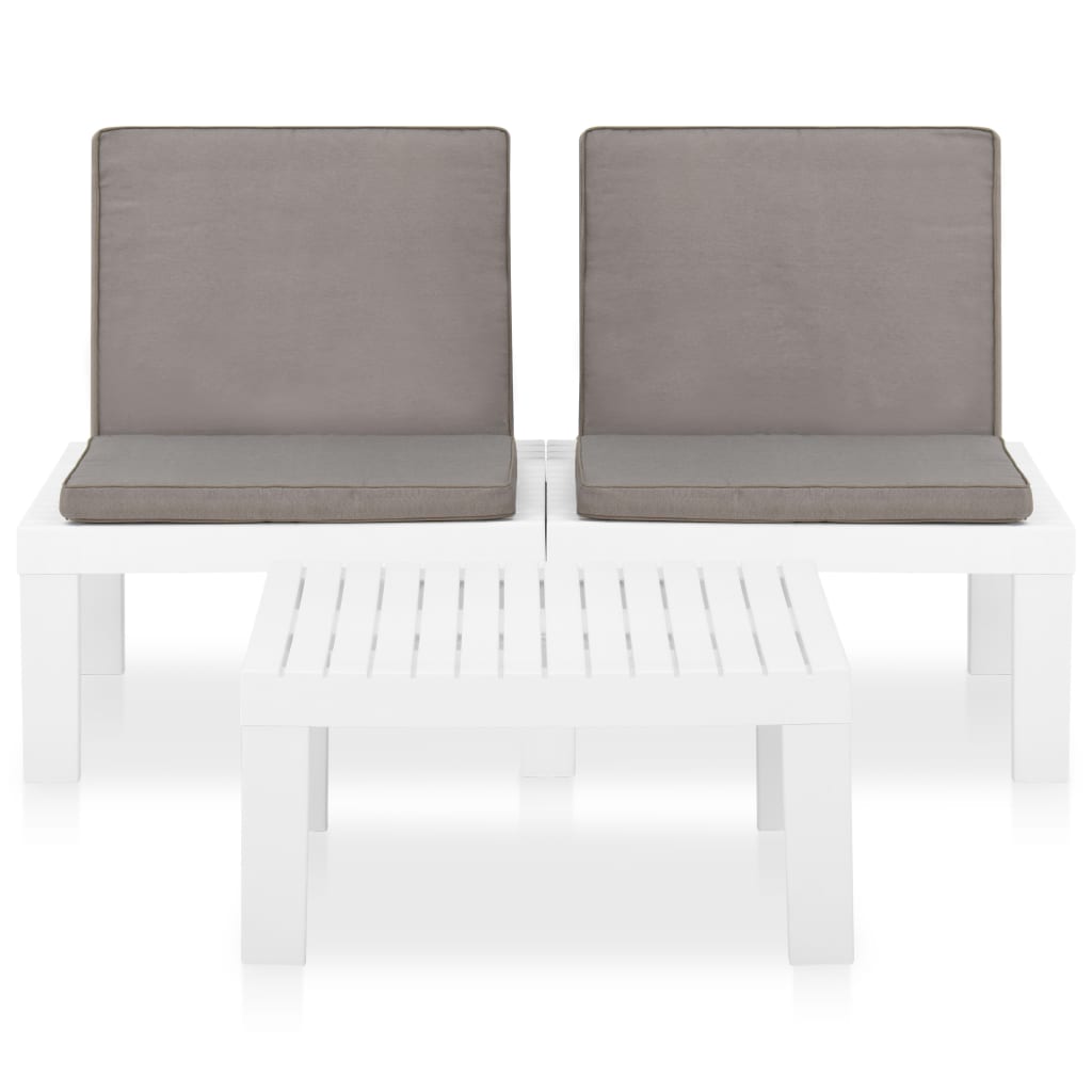 vidaXL Salon de jardin 2 pcs avec coussins Plastique Blanc