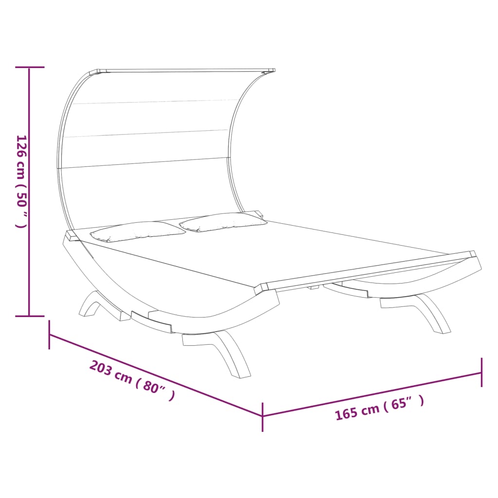 vidaXL Lit repos et auvent 165x203x126 cm Bois courbé Anthracite