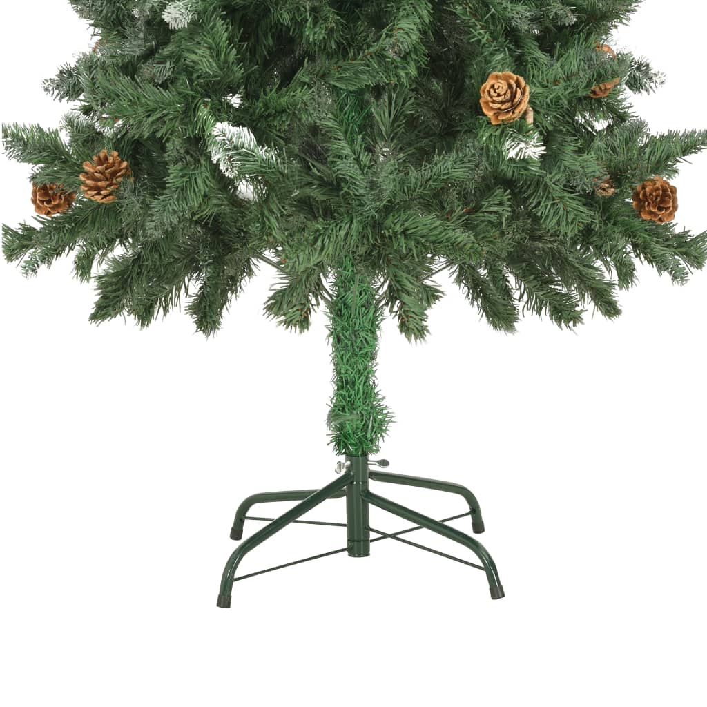 vidaXL Sapin de Noël avec pommes de pin et paillettes blanches 150 cm