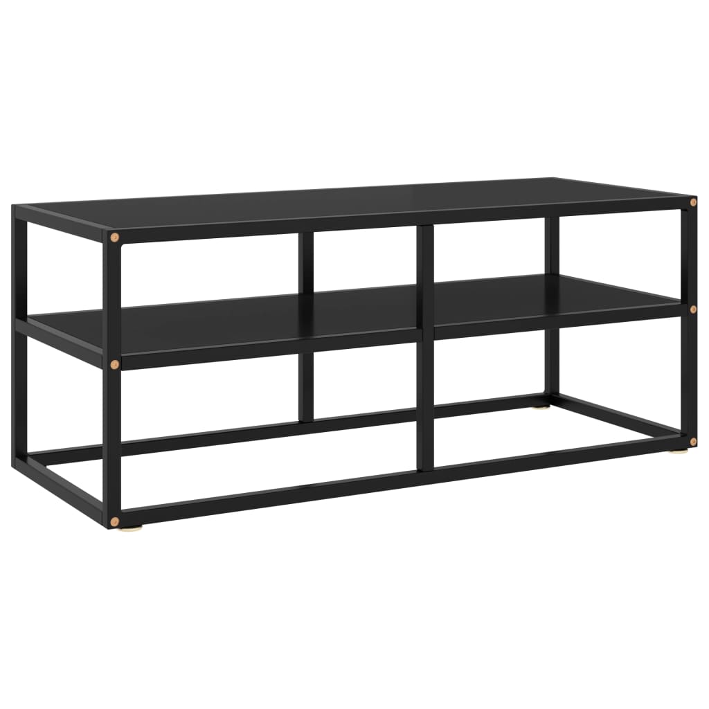 vidaXL Meuble TV noir avec verre noir 100x40x40 cm