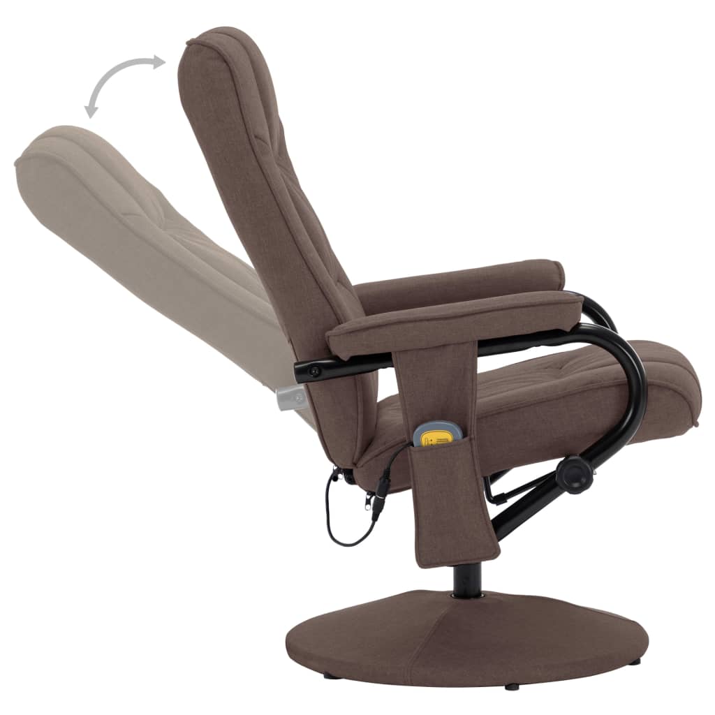 vidaXL Fauteuil inclinable de massage avec repose-pieds marron tissu