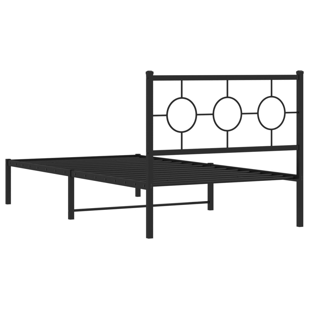 vidaXL Cadre de lit métal sans matelas avec tête de lit noir 100x200cm