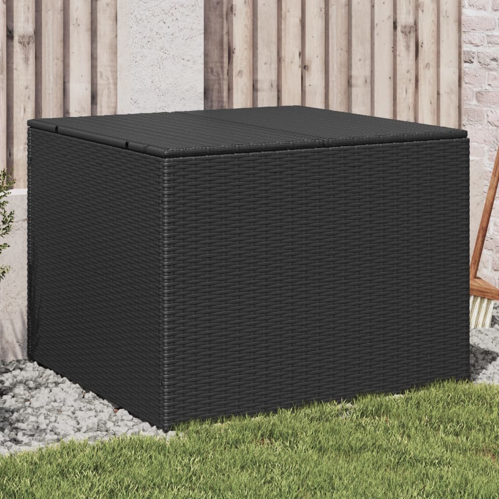 vidaXL Boîte de rangement de jardin noir 291L résine tressée