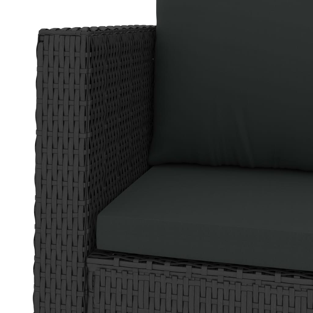 vidaXL Salon de jardin 2 pcs avec coussins résine tressée noir