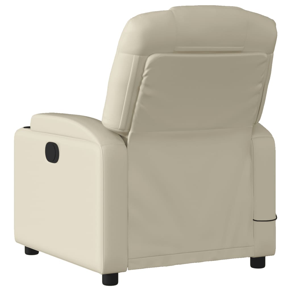 vidaXL Fauteuil inclinable de massage Crème Similicuir