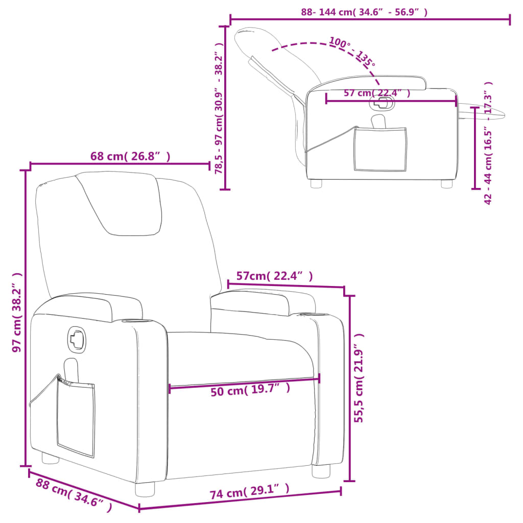 vidaXL Fauteuil de massage inclinable Noir Similicuir