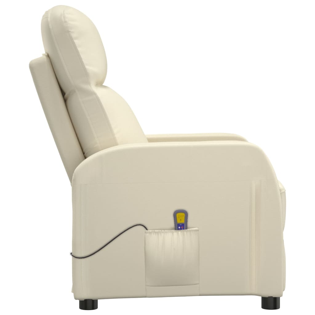 vidaXL Fauteuil de massage blanc crème similicuir