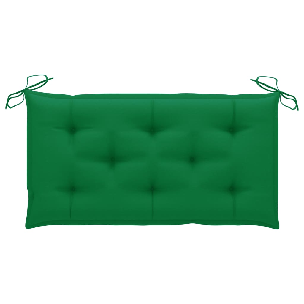 vidaXL Banc de jardin avec coussin vert 112 cm Bois de teck massif