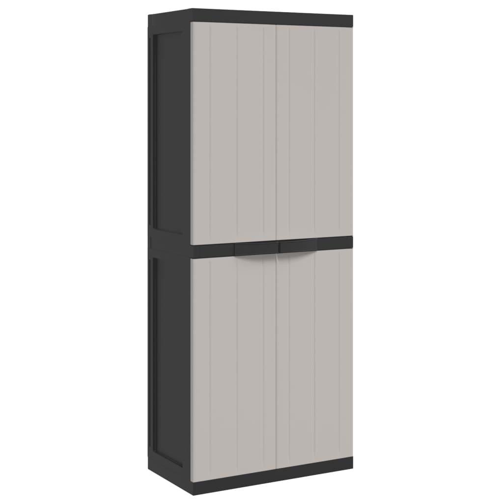 vidaXL Armoire de rangement d'extérieur gris et noir 65x37x165 cm PP