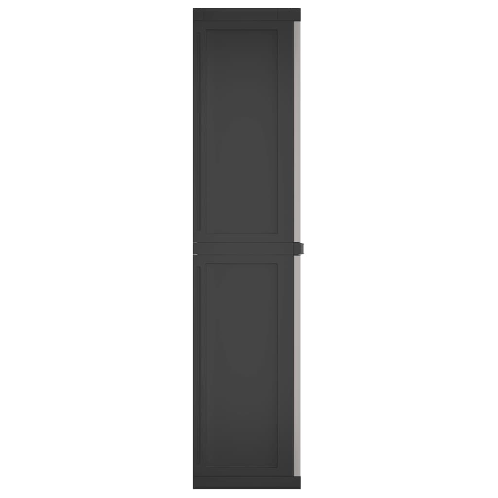 vidaXL Armoire de rangement d'extérieur gris et noir 65x37x165 cm PP