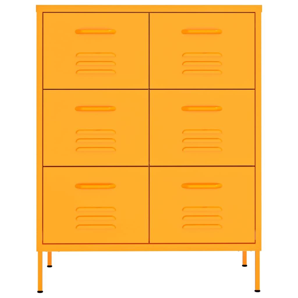 vidaXL Armoire à tiroirs Jaune moutarde 80x35x101,5 cm Acier