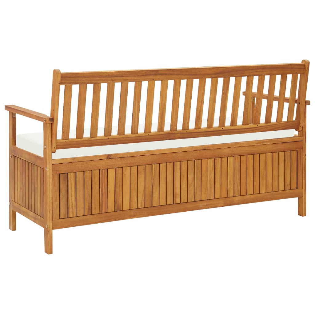 vidaXL Banc de rangement avec coussin 148 cm Bois d'acacia solide