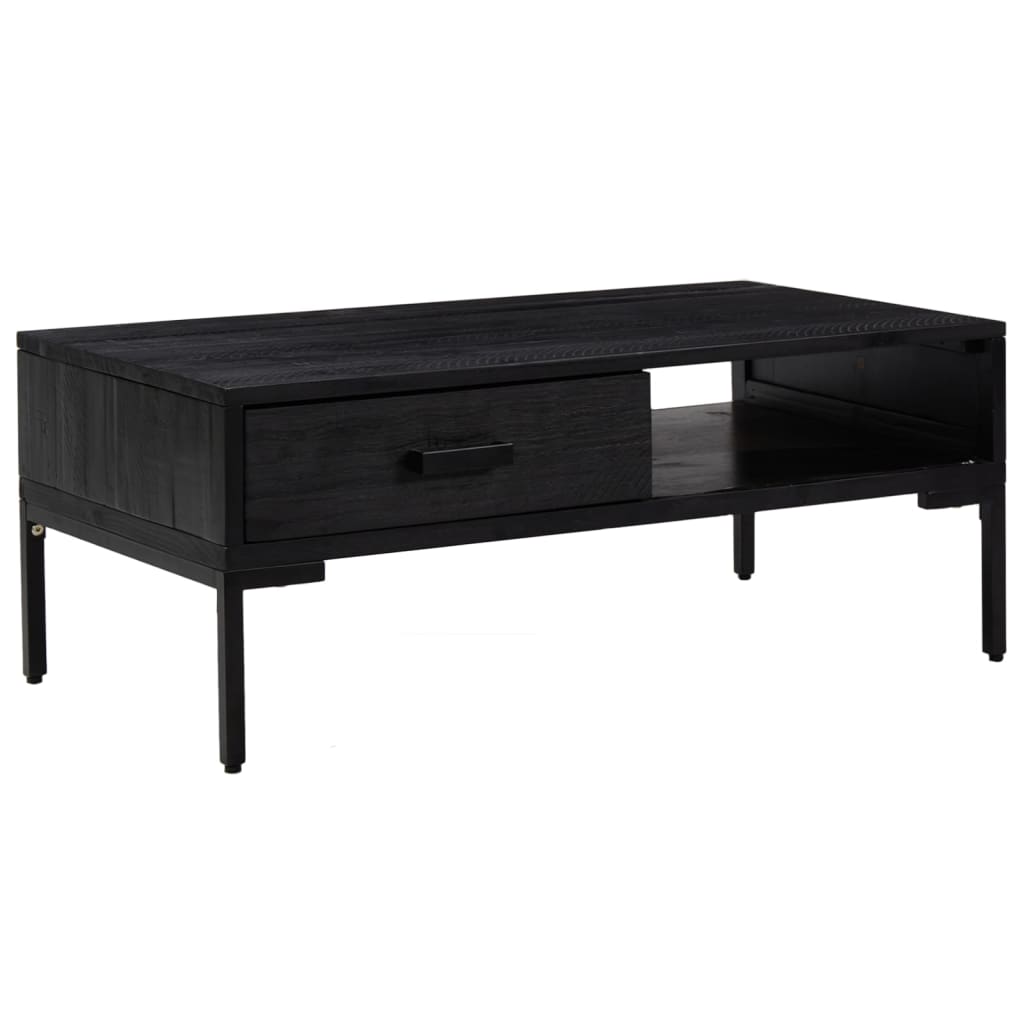 vidaXL Table basse Noir 90x50x35 cm Bois de pin massif