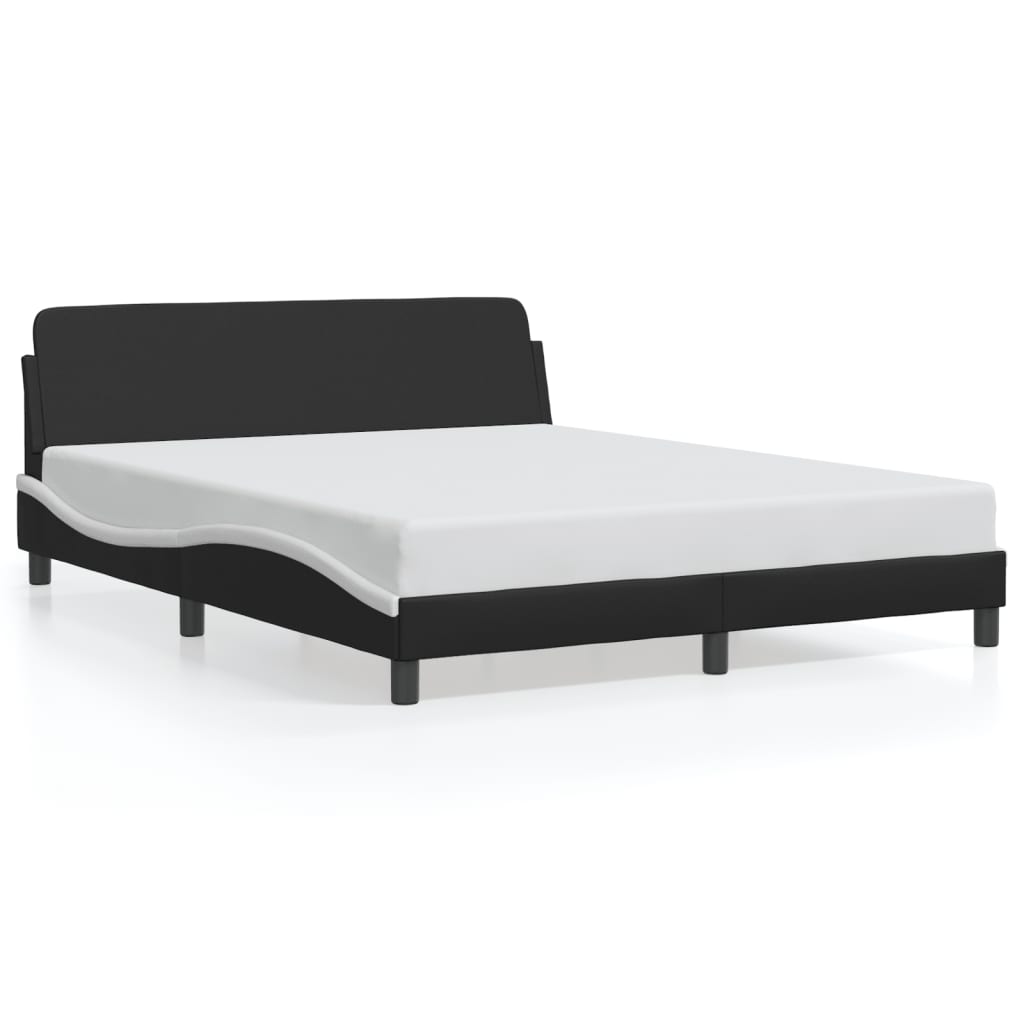 vidaXL Cadre de lit et tête de lit noir et blanc 152x203 cm similicuir