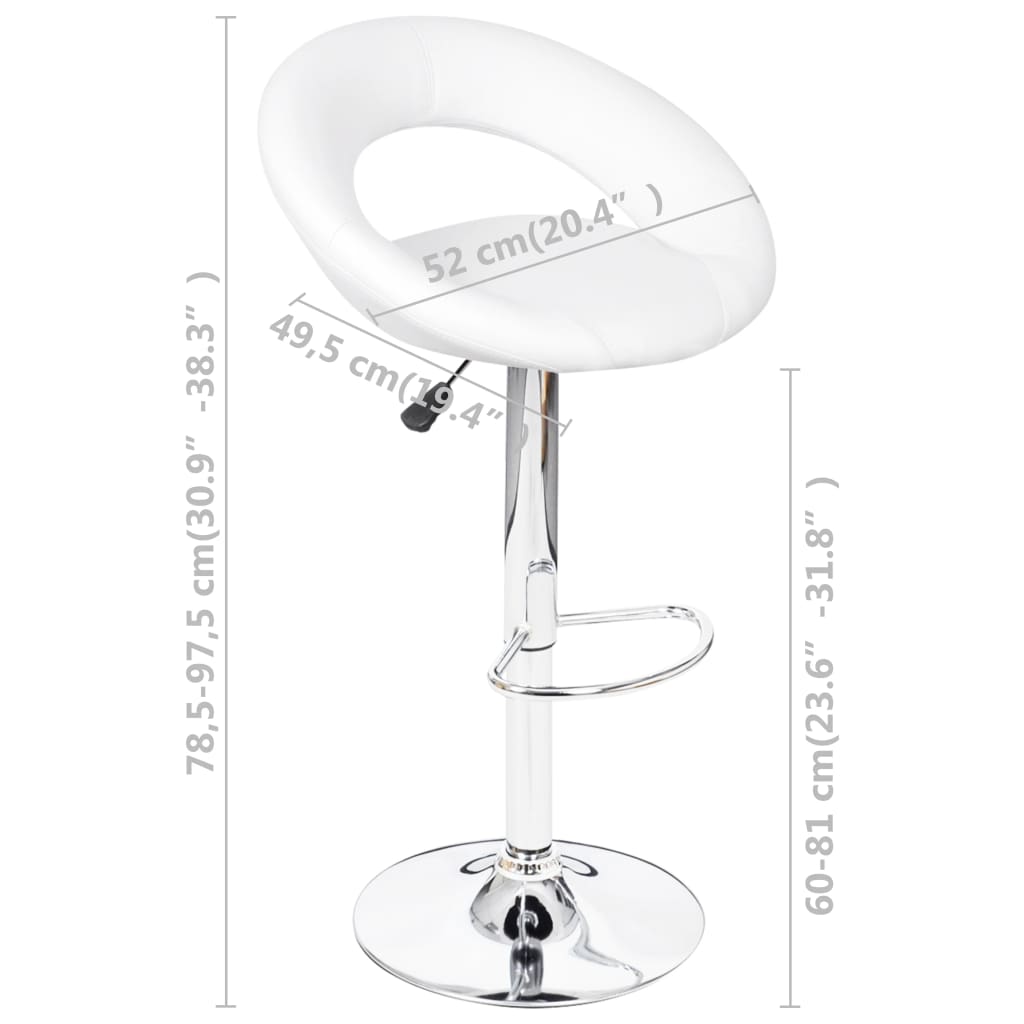 vidaXL Tabourets de bar lot de 2 blanc similicuir