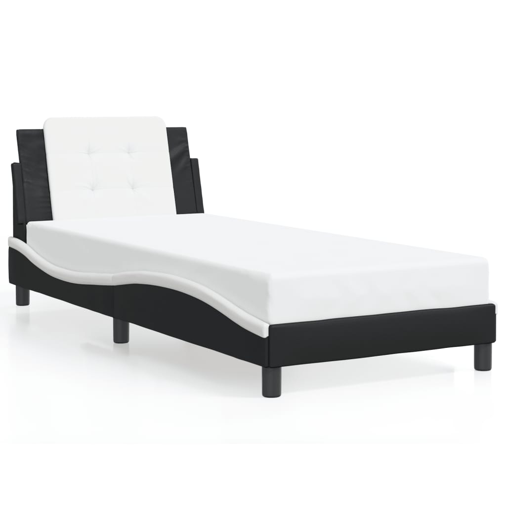 vidaXL Cadre de lit sans matelas noir blanc 100x190 cm similicuir