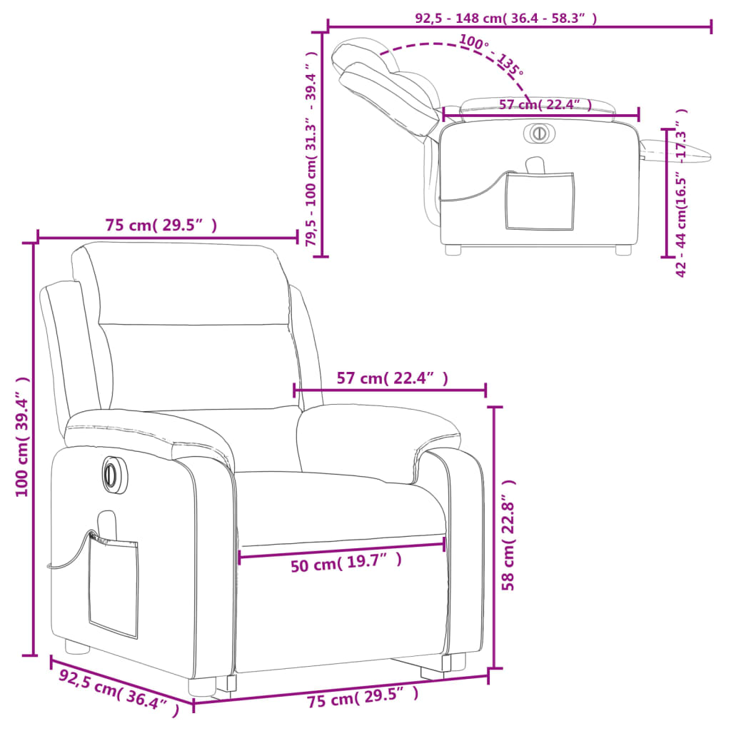 vidaXL Fauteuil inclinable de massage électrique vert foncé velours