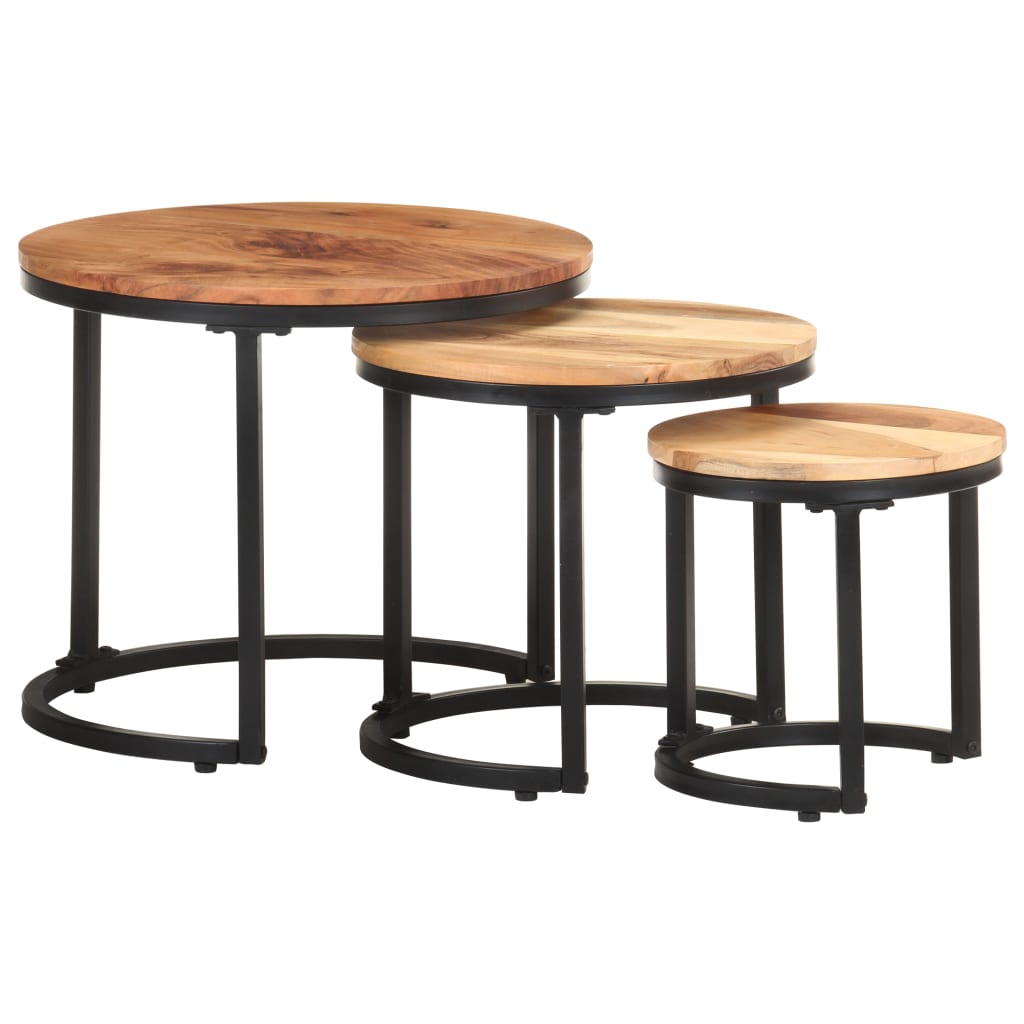 vidaXL Tables d'appoint 3 pcs Bois d'acacia solide