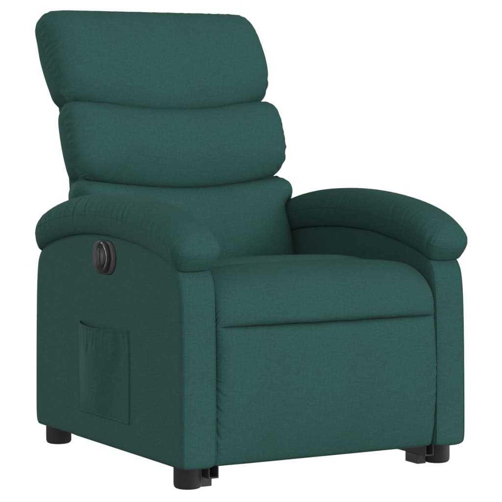 vidaXL Fauteuil inclinable de massage électrique vert foncé tissu