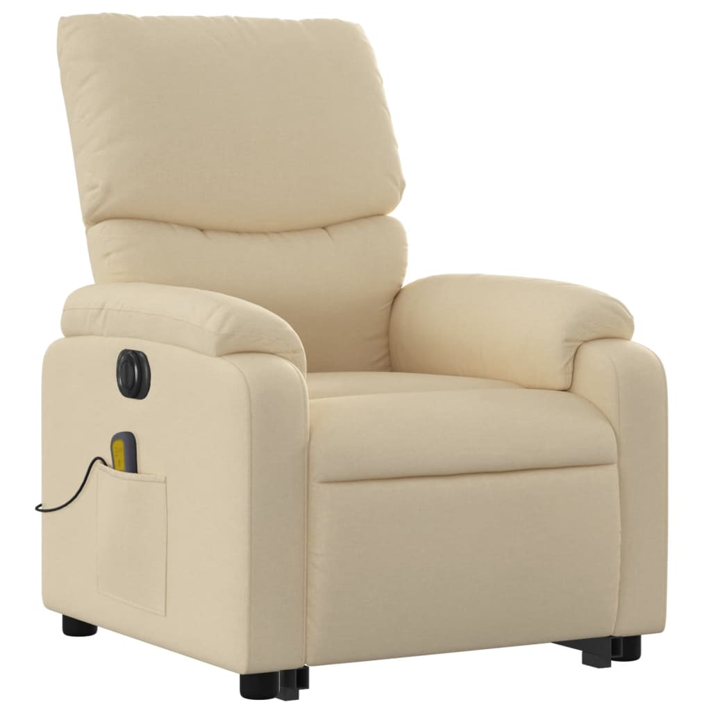 vidaXL Fauteuil inclinable de massage électrique crème tissu