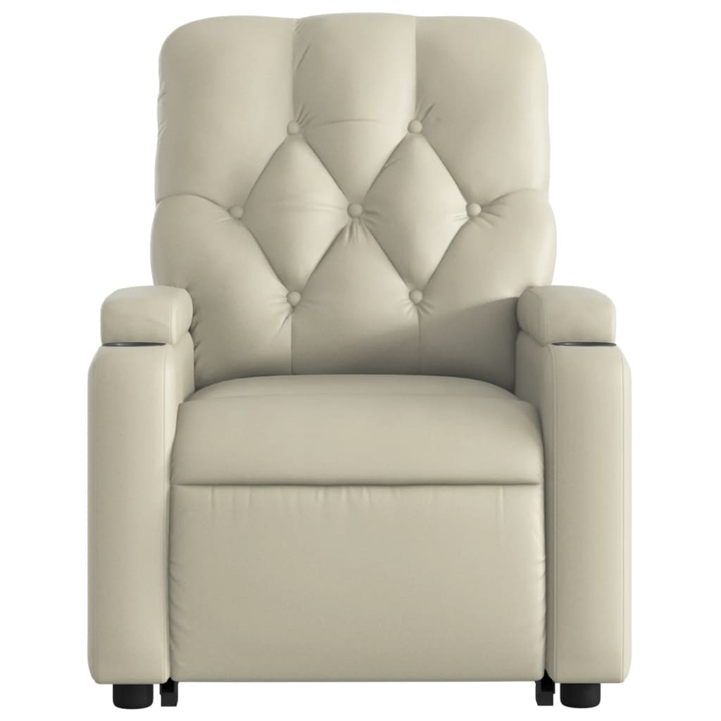 vidaXL Fauteuil inclinable de massage crème similicuir